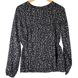 Kaileigh Long‎ Sleeve Black & Tan Blouse M NWOT
